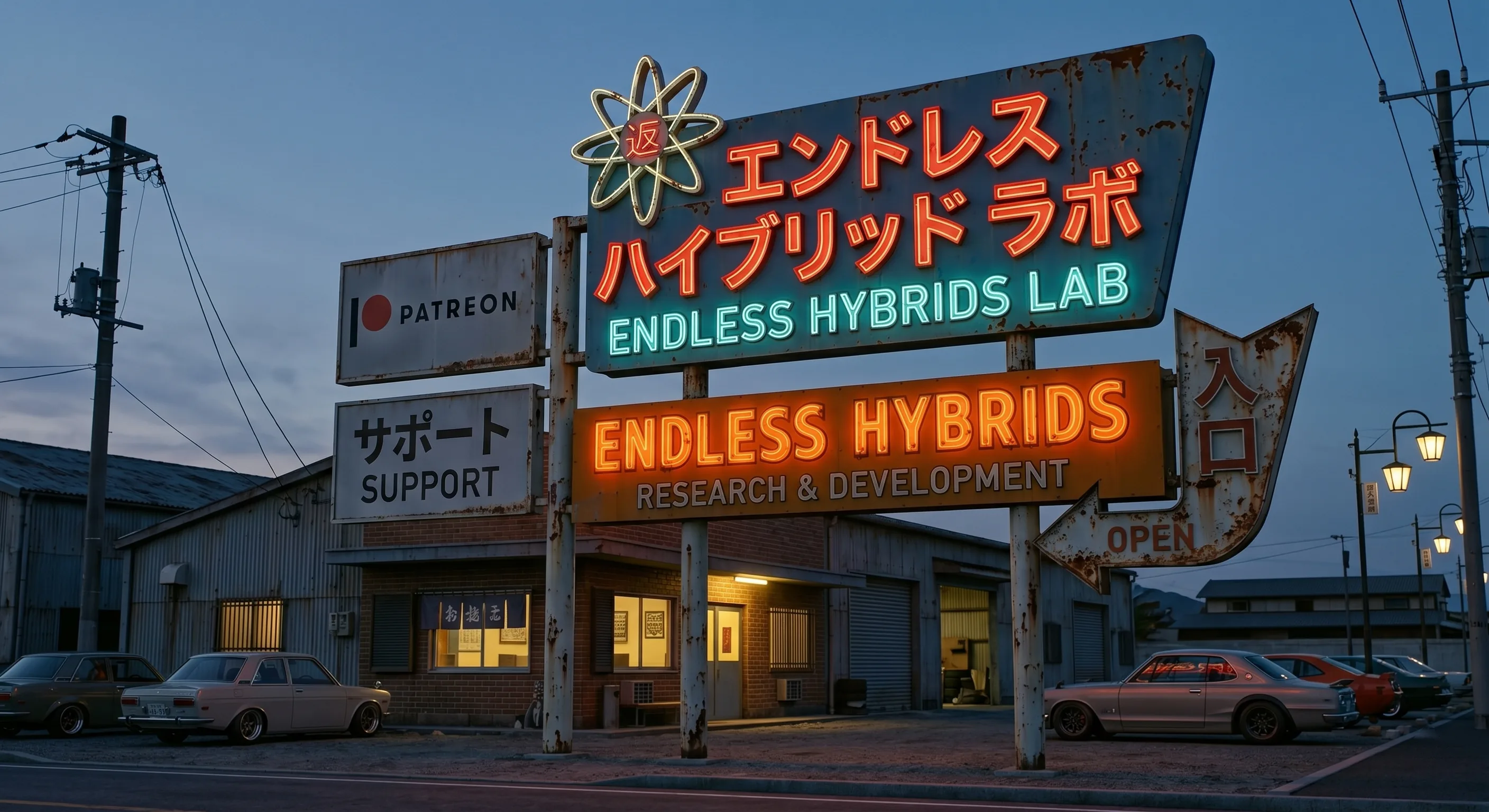 The Lab — Endless Hybrids Lab neon Patreon sign
